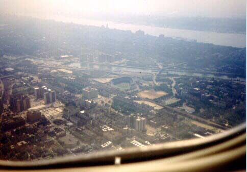 View of Yankee Stadium from a plane